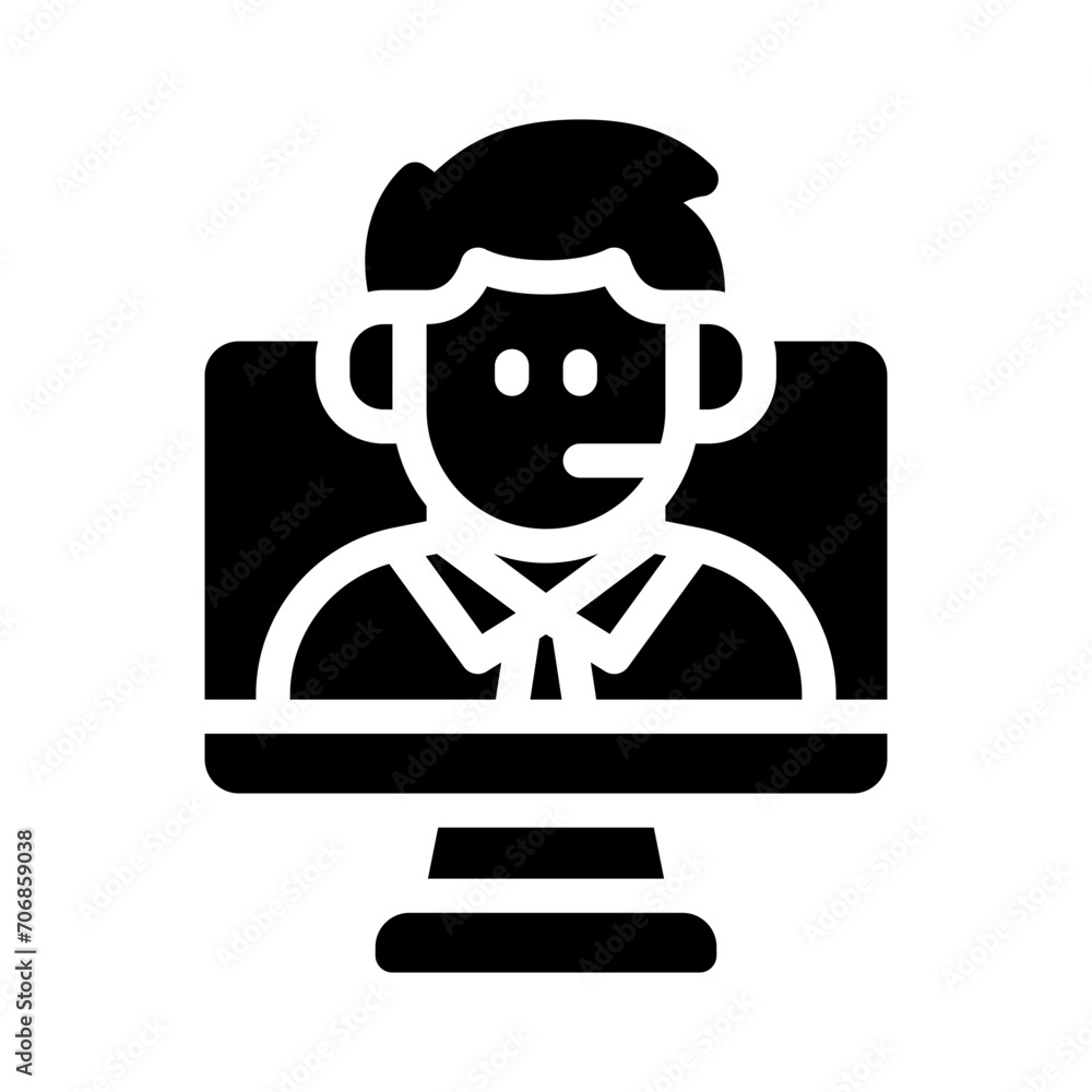 remote worker glyph icon