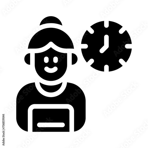 working hours glyph icon