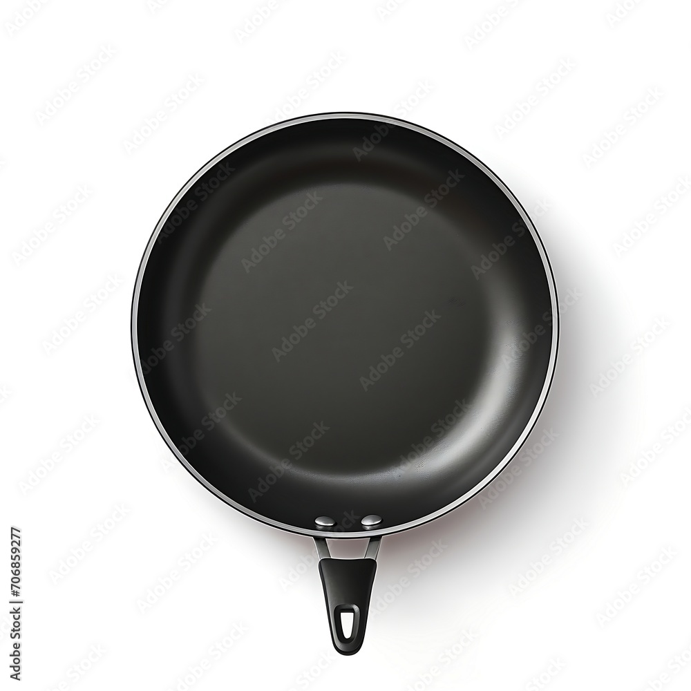 Empty black frying pan isolated on white background with clipping path. Top view. Empty black frying pan isolated on white background with clipping path. Top view.