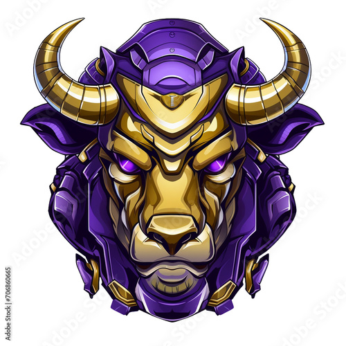 cartoon bull fighting robot head photo