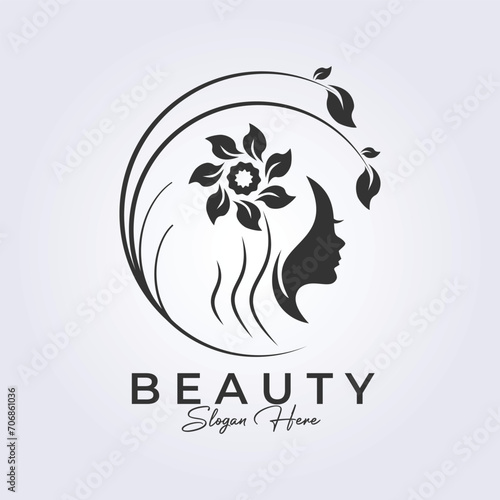 The women's logo design is suitable for use as a symbol for natural beauty care vector illustration