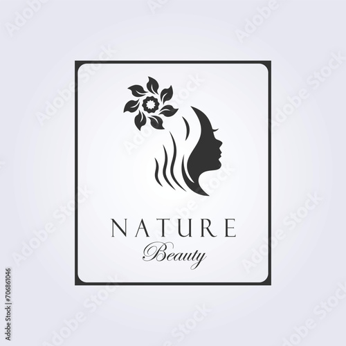The women's logo design is suitable for use as a symbol for natural beauty care vector illustration