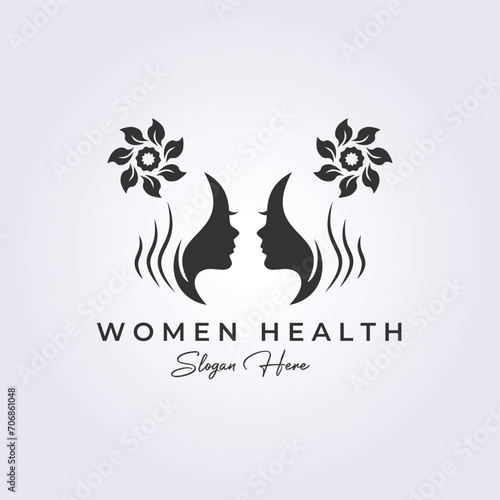 The women's logo design is suitable for use as a symbol for natural beauty care vector illustration