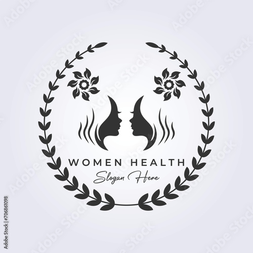 The women's logo design is suitable for use as a symbol for natural beauty care vector illustration