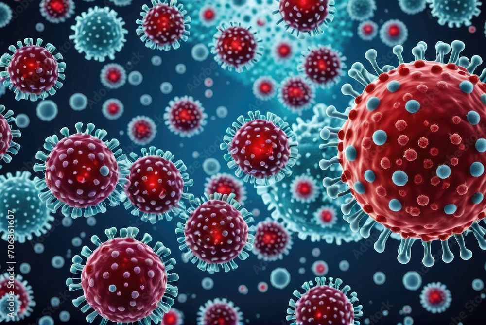 Infectious Flu Virus Background Depiction of Disease Cells and Red ...
