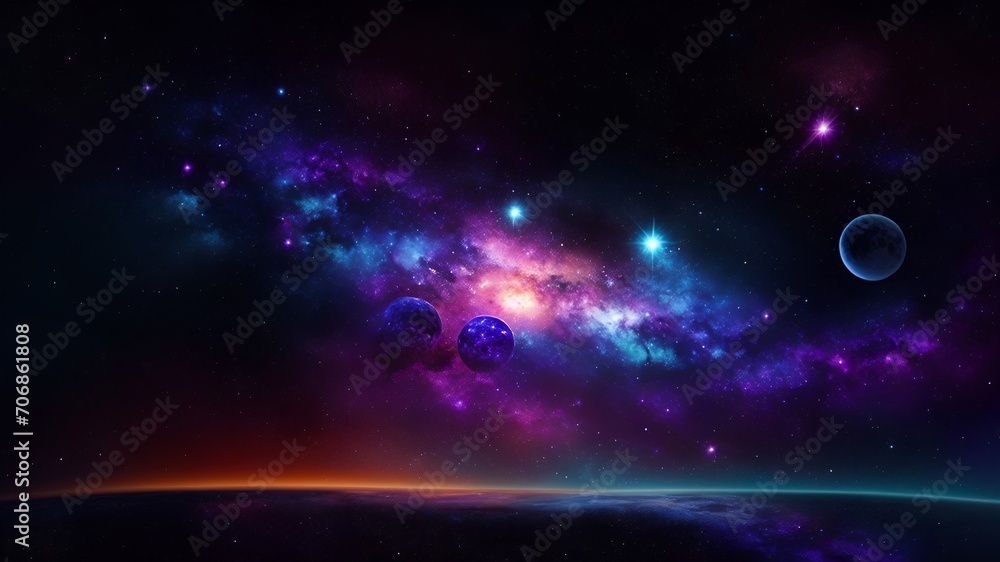 Space Scene With Planets and Stars in the Background