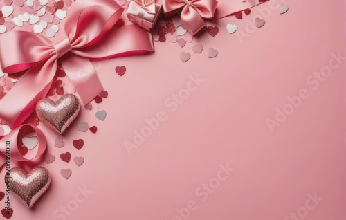 saint valentine's day decorations curly silk ribbon shiny by ai generated © SR Creative Idea