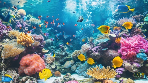 3d wallpaper coral reef tropical colorful fish in the water aquarium