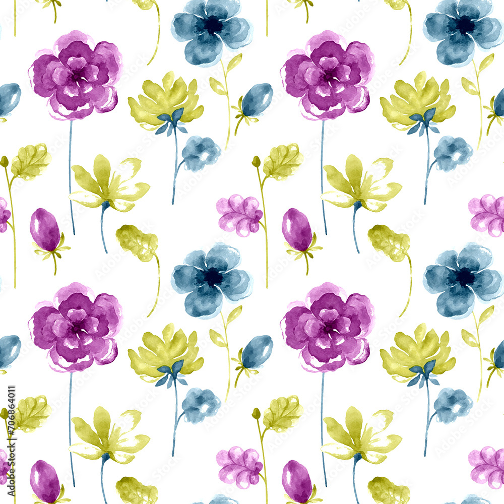 Beautiful Flower Pattern, Floral Seamless Digital Design,Watercolor Textile Allover Abstract Design.Wallpaper On Background	
