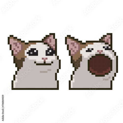  cat smiling, pixel art meme