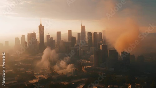 Hovering above the skyline, the aerial footage reveals the sweltering conditions endured by those living and working in the city.
