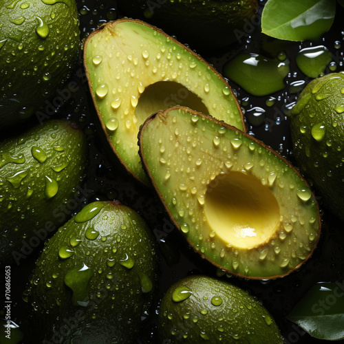 Fresh avocado dripping on the surface, healthy food, balanced diet for weight loss 