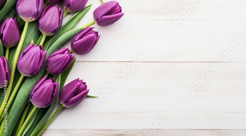 bouquet of purple tulips on a wooden table,  flower wallpaper, floral background