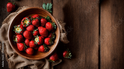 healthy organic food, diet, fruits generated by AI, bowl of strawberries