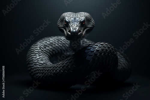 dark serpent on blank background. Generative AI photo