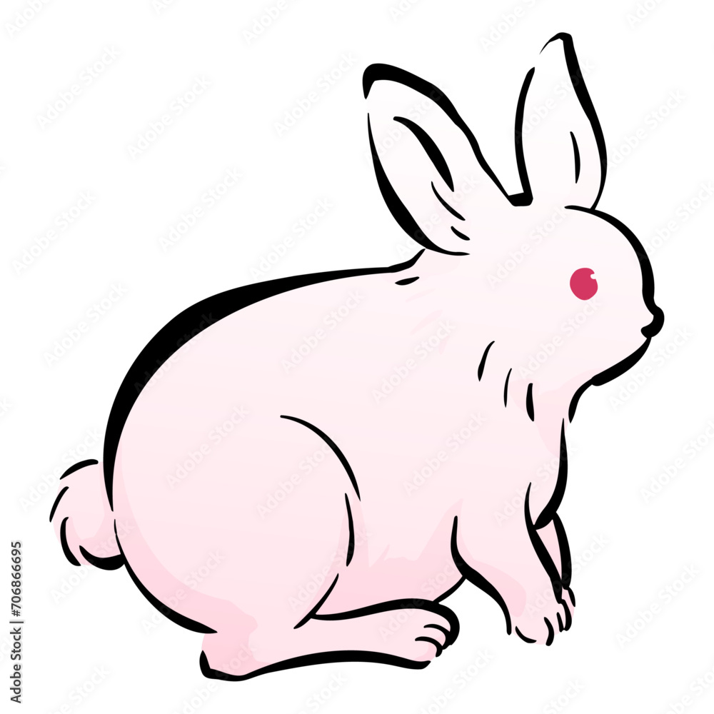 Obraz premium ウサギの和風ベクターイラスト(カラー)。