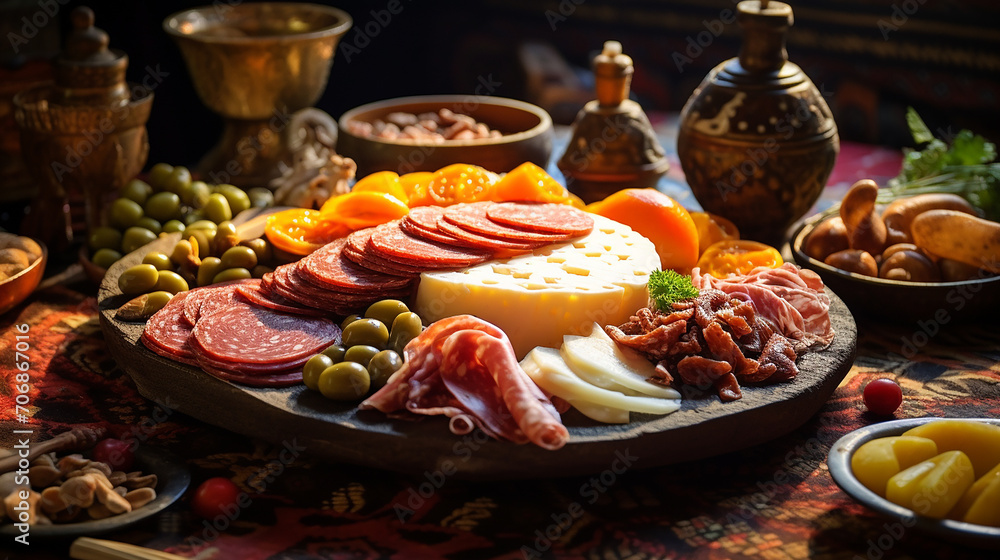 arabic meat and cheese sfiha on the table arabic meat and cheese sfiha on the table