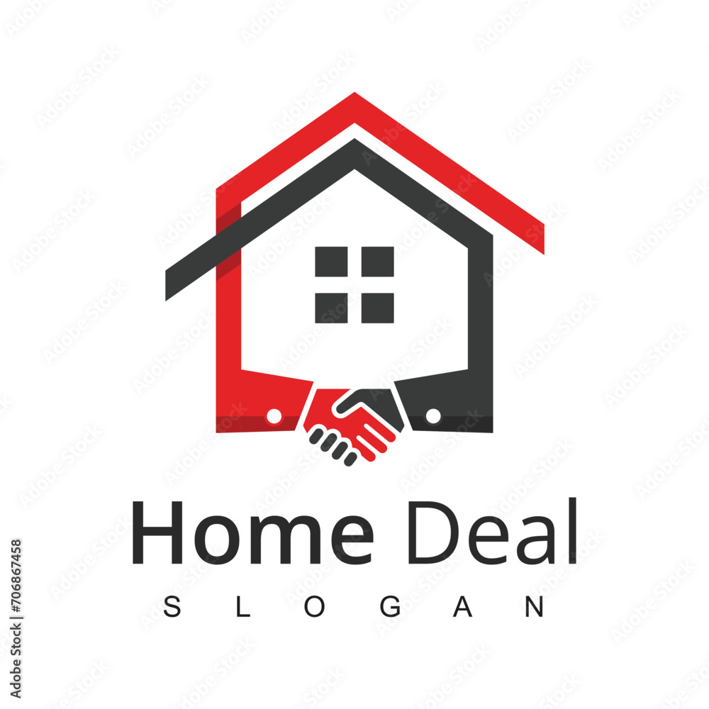 Obraz premium Real Estate logo. Home sale agency logo. home deal illustration