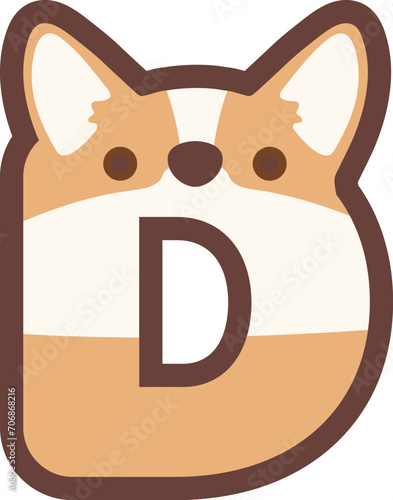 A letter D vector cute corgi dog