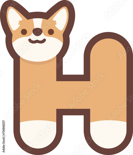 A letter H vector cute corgi dog
