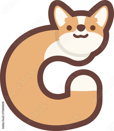 A letter G vector cute corgi dog