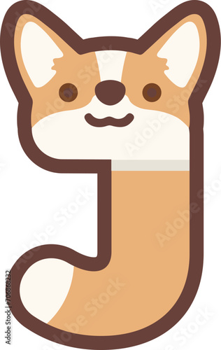 A letter J vector cute corgi dog