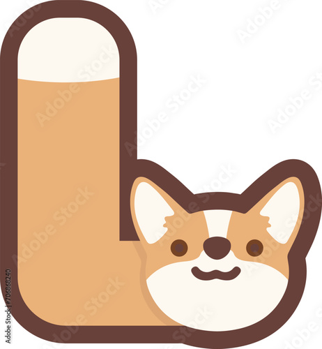 A letter L vector cute corgi dog