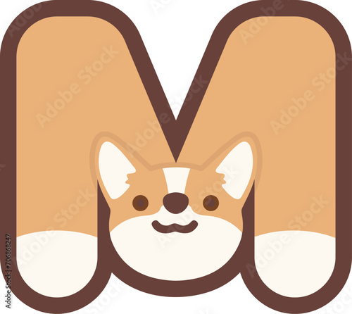 A letter M vector cute corgi dog