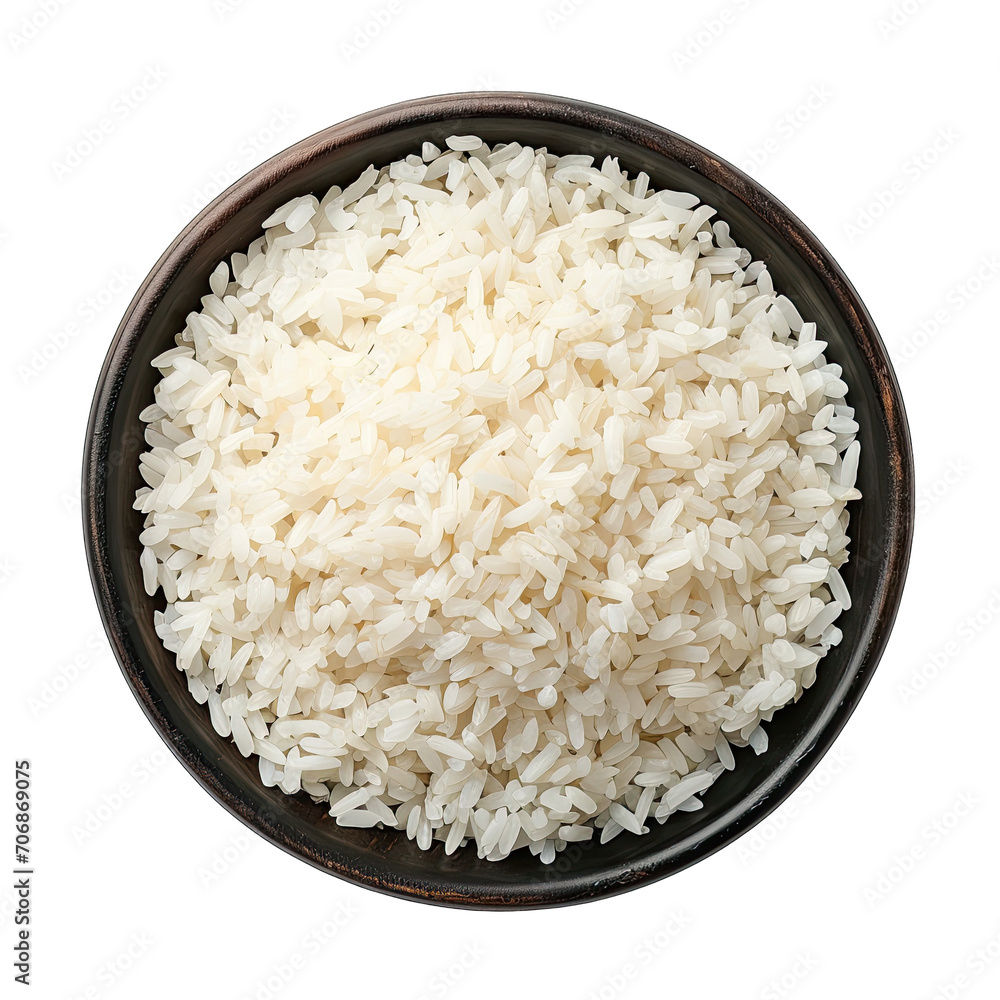Rice Bowl isolated on white background, top view Rice Bowl isolated on white background, top view