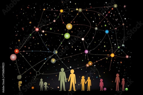 Simplistic representation of a family constellation. Generative AI photo