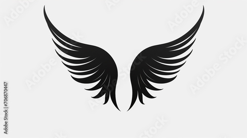 black wing image with white background, can make tattoo material, logo, generate AI photo