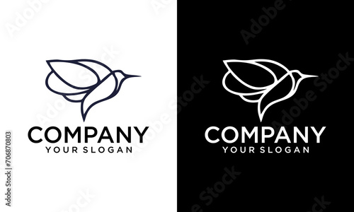 Brain Logo, brain and bird symbol of freedom combination, flat design logo template, vector illustration