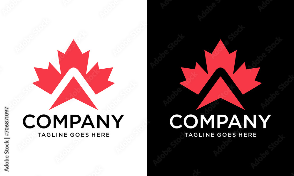 Creative Up Arrow Canadian Maple Icon Vector Logo Template Creative Up Arrow Canadian Maple Icon Vector Logo Template