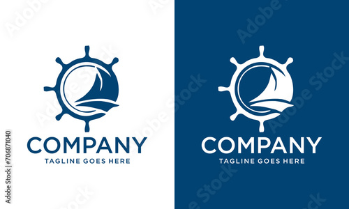 Creative circle Ship wheel for boat ship yacht nautical transport logo design vector inspiration