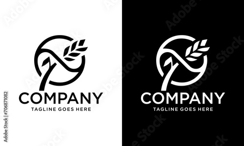 Wheat logo design vector with circle concept