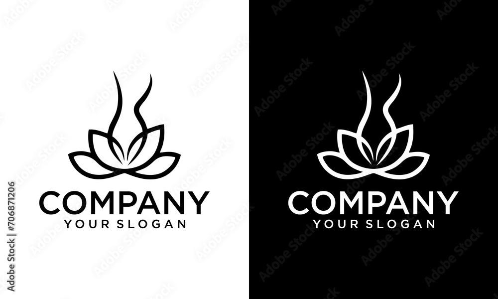 Creative Lotus Well Body Fitness Logo, Cosmetic Brand identity. For Spa product and Beauty Salon Business. Stylized human yoga shape in abstract lotus symbol. Vector icon.