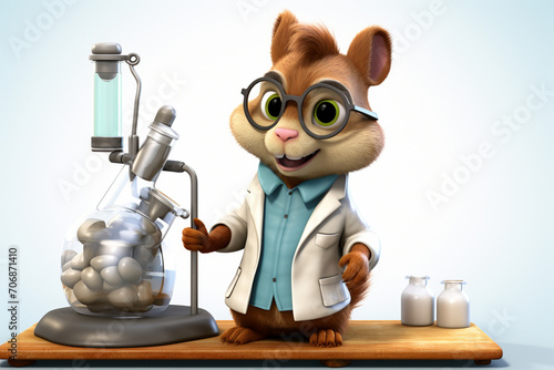 cute scientist squirrel character