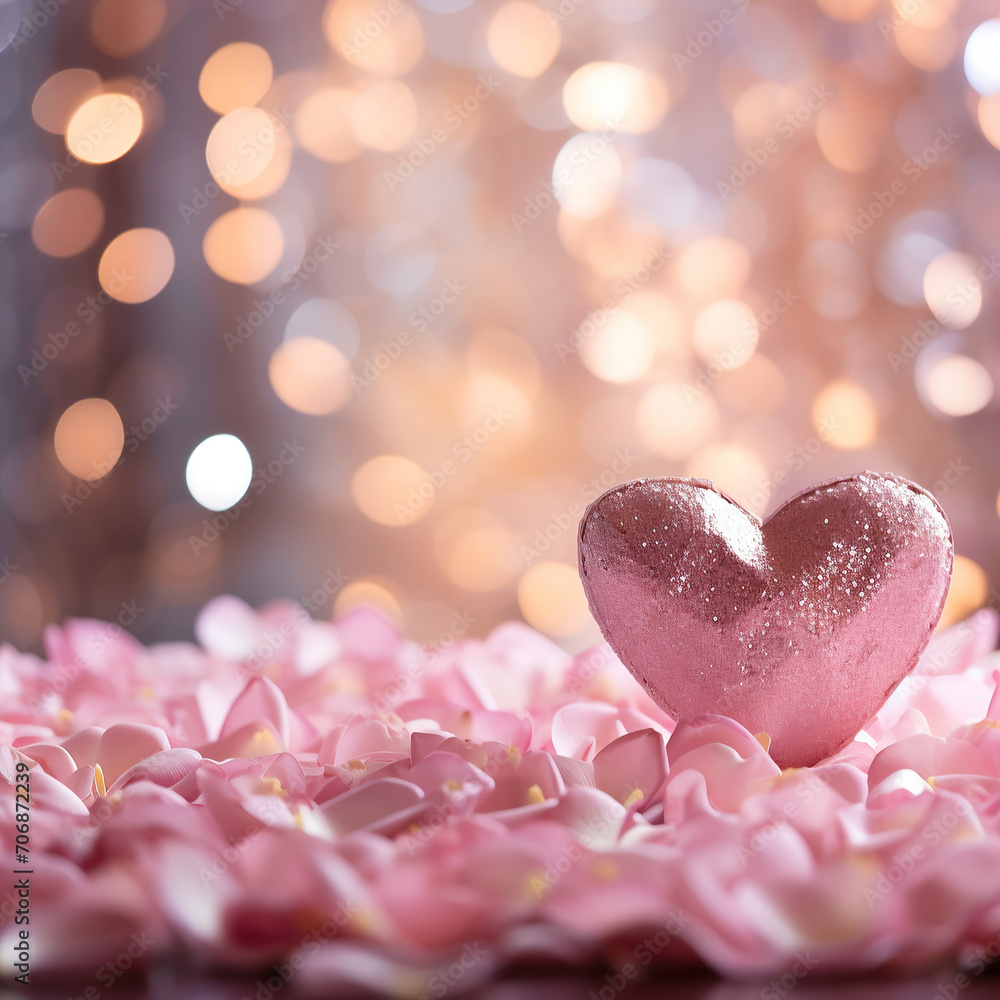 Heart abstract background Wallpaper for Valentine Day sparkling bokeh landscape