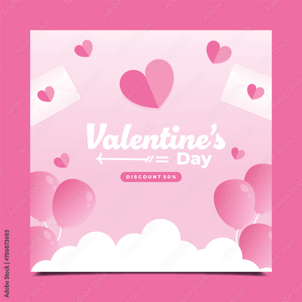 Happy Valentine's day sale banner Love discount social media post