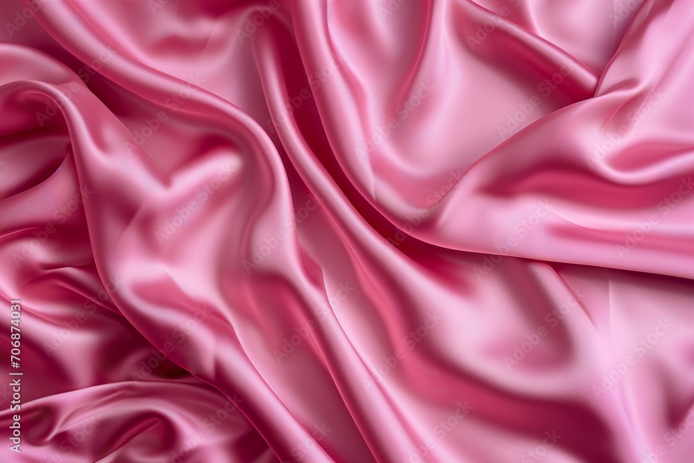 Fototapeta premium top view of luxury pink silk satin fabric background