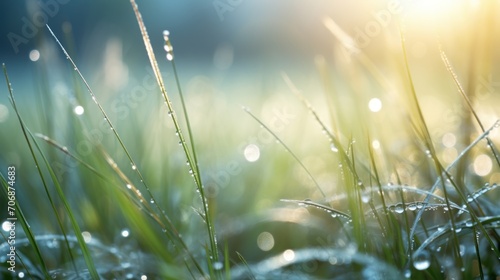 Close up of Water Droplets on Grass, Wallpaper