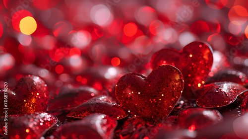A cluster of vibrant red hearts glowing with the warmth of love and the spirit of both valentine's day and christmas