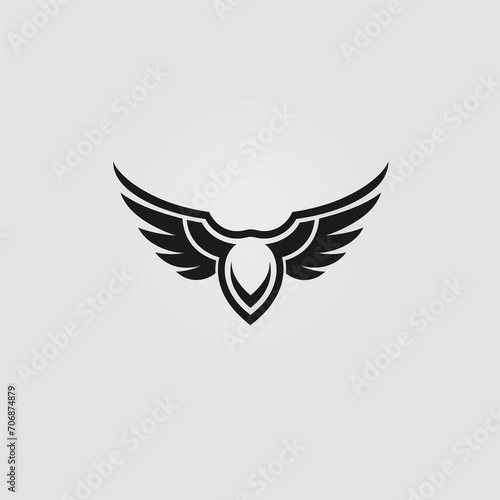 logo mark sports wings minimalist black, white background , Generate AI.  © Salis