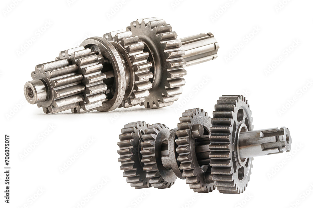 Metal gear isolated on white background, engine car and bike. Metal gear isolated on white background, engine car and bike.