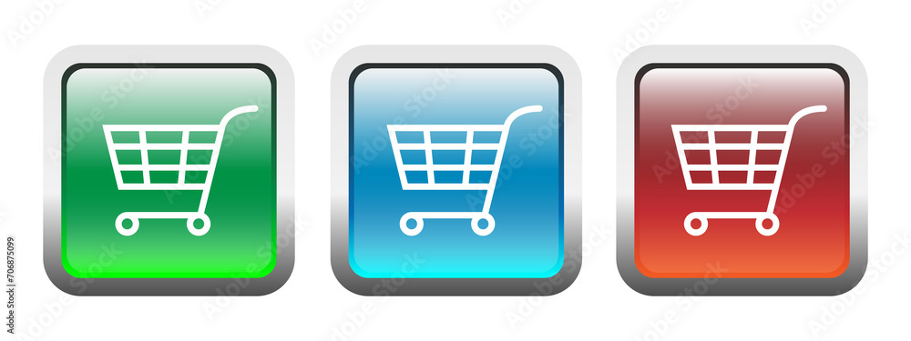 Shopping cart buttons icon web sign symbol illustration options for webdesign, infographic template in 3 color options Shopping cart buttons icon web sign symbol illustration options for webdesign, infographic template in 3 color options