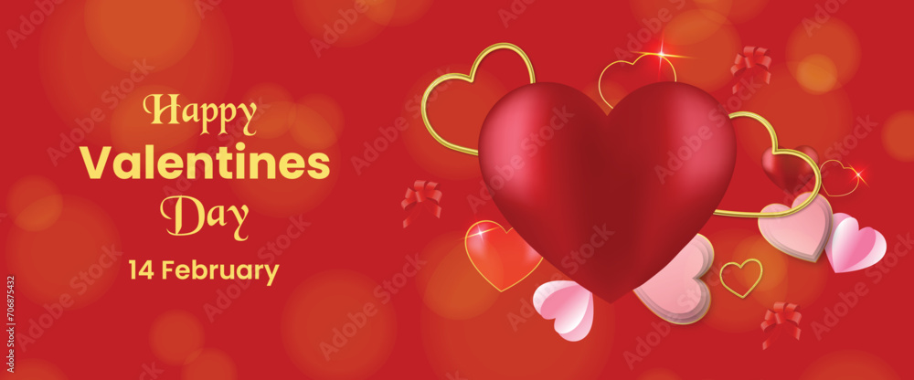 Valentine’s Day love hearts social media post with stylish banner or greeting card gift box design