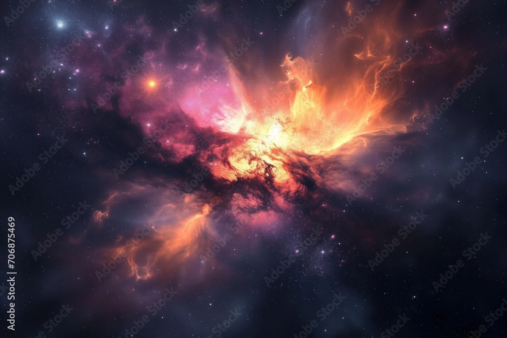 Obraz premium Vivid Cosmic Nebula with Stellar Formation