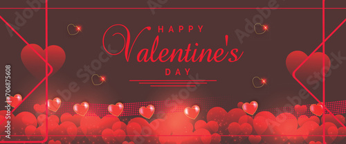Valentine’s Day love hearts social media post with stylish banner or greeting card gift box design