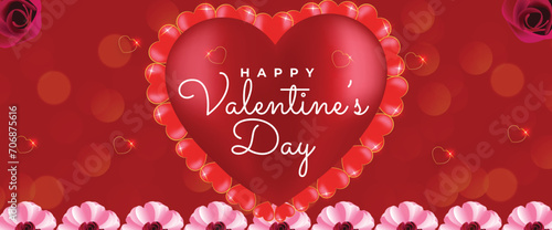 Valentine’s Day love hearts social media post with stylish banner or greeting card gift box design