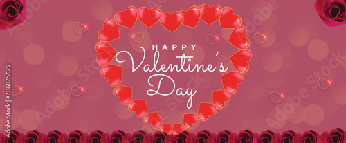 Valentine’s Day love hearts social media post with stylish banner or greeting card gift box design